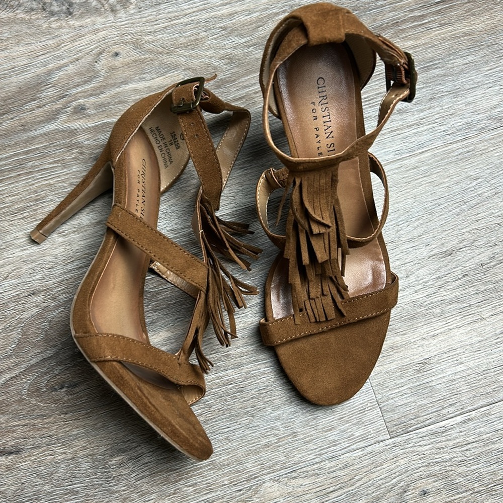 Christian Siriano Brown Fringe Women's Heels